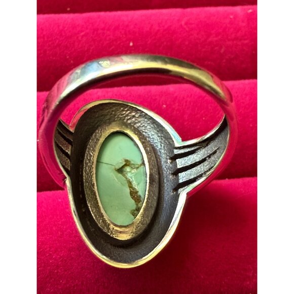 Turquoise & Sterling Silver Oval Ring Size 7.5 - Picture 4 of 7